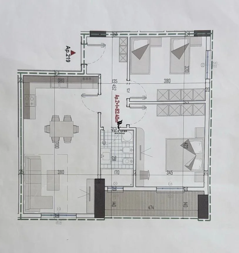 Tirane, shitet apartament 2+1 Kati 7, 96 m² 87.000 € (KAMEZ)