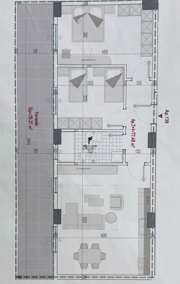 Tirane, shitet apartament 2+1 Kati 8, 89 m² 81.000 € (KAMEZ)
