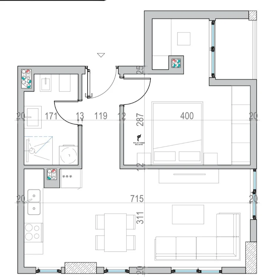 Golem, shitet apartament 1+1 Kati 4, 64 m² 107.000 € (GOLEM)