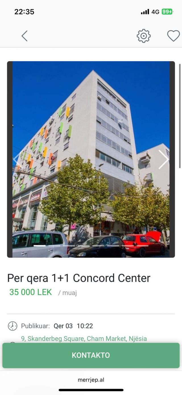 Tirane, jepet me qera apartament 1+1+BLK Kati 2, 65 m² 35.000 Leke (Rruga 5 Maji)