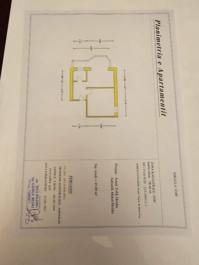 Tirane, Shes Apartament 1+1 40 m² 77.000 Euro (Rruga Mine Peza)