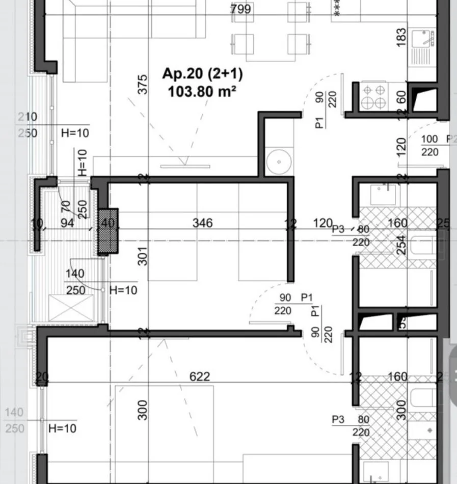 Tirane, shes apartament 2+1 Kati 4, 1 m² 