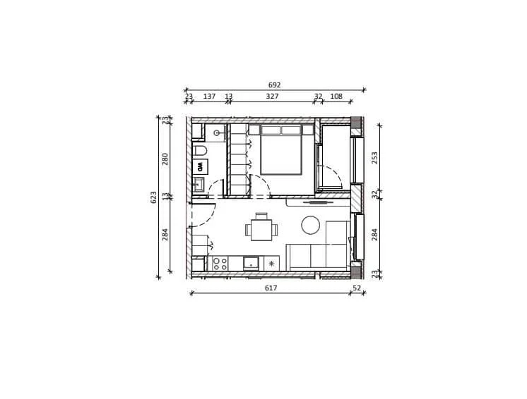 Tirane, shes apartament 1+1+Ballkon Kati 4, 48 m² 68.000 € (Ali Dem)
