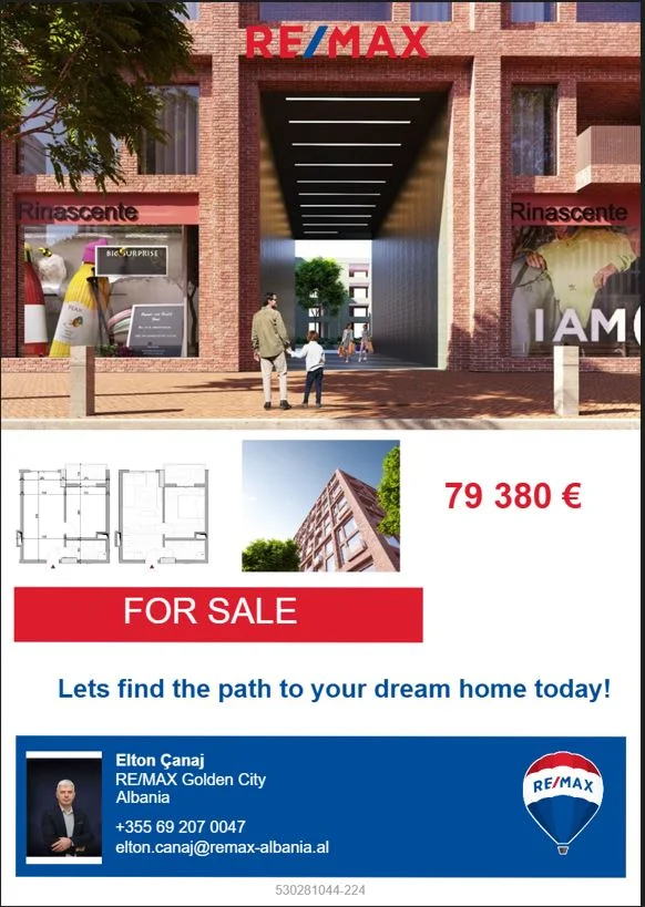 Tirane, shitet apartament 1+1 Kati 1, 56 m² 79.380 € (Rruga 5 Maji)