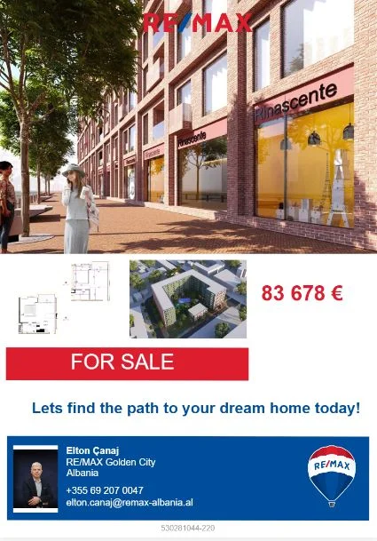 Tirane, shitet apartament 1+1 Kati 1, 59 m² 83.678 € (Rruga 5 Maji)