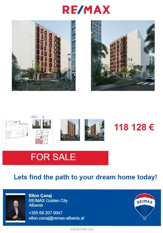 Tirane, shitet apartament 1+1 Kati 7, 82 m² 118.128 € (Rruga 5 Maji)