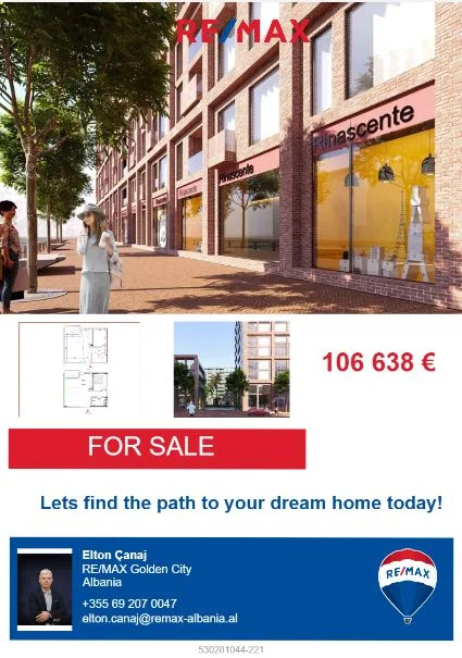 Tirane, shitet apartament 1+1 Kati 1, 76 m² 106.638 € (Rruga 5 Maji)