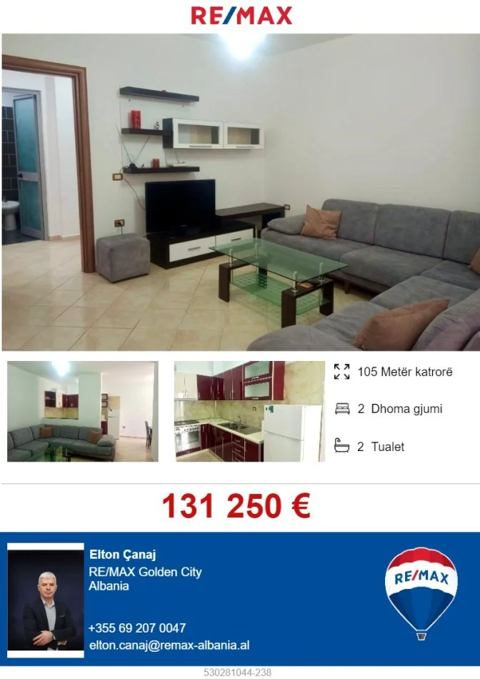 Tirane, shitet apartament 2+1 Kati 3, 105 m² 131.250 € (Te Bar Dy Palmat)