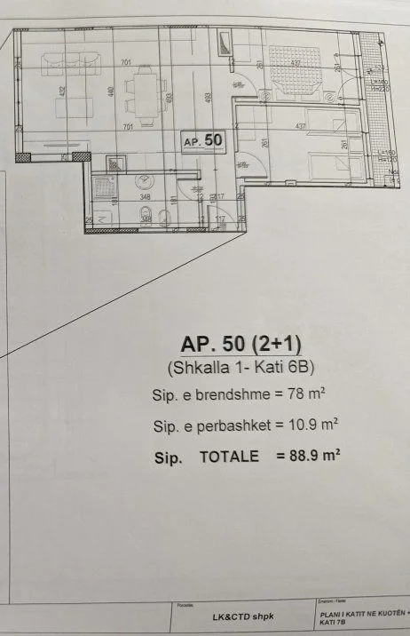 Tirane, shitet 2+1 Kati 7, 