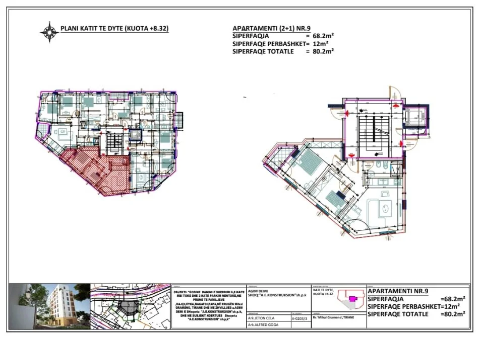 Tirane, shes apartament 2+1+Ballkon Kati 7, 107 m² (SHKOLLA E BALETIT)