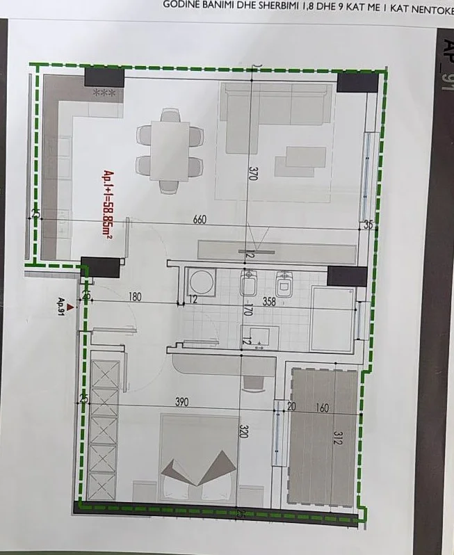 Tirane, shitet apartament 1+1+Ballkon Kati 3, 68 m² 58.000 € (KAMEZ)