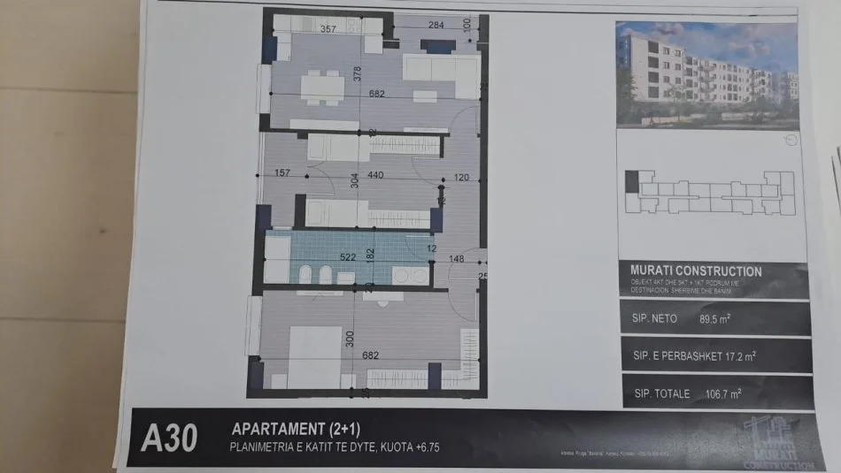 Tirane, shitet apartament 2+1 Kati 2, 106 m² 86.900 € (Rruga Milano)