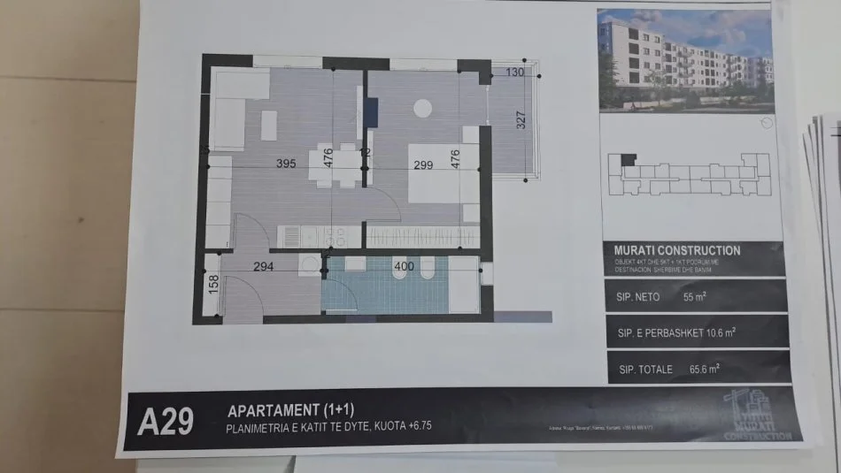 Tirane, shitet apartament 1+1 Kati 2, 65 m² 53.300 € (Rruga Milano)
