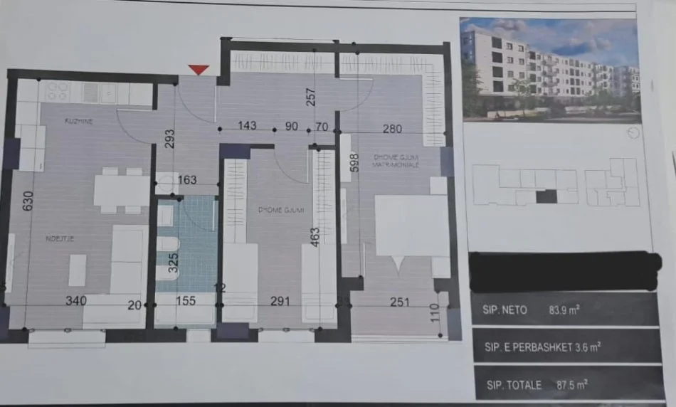 Tirane, shitet apartament 2+1 Kati 3, 87 m² (Kamez)