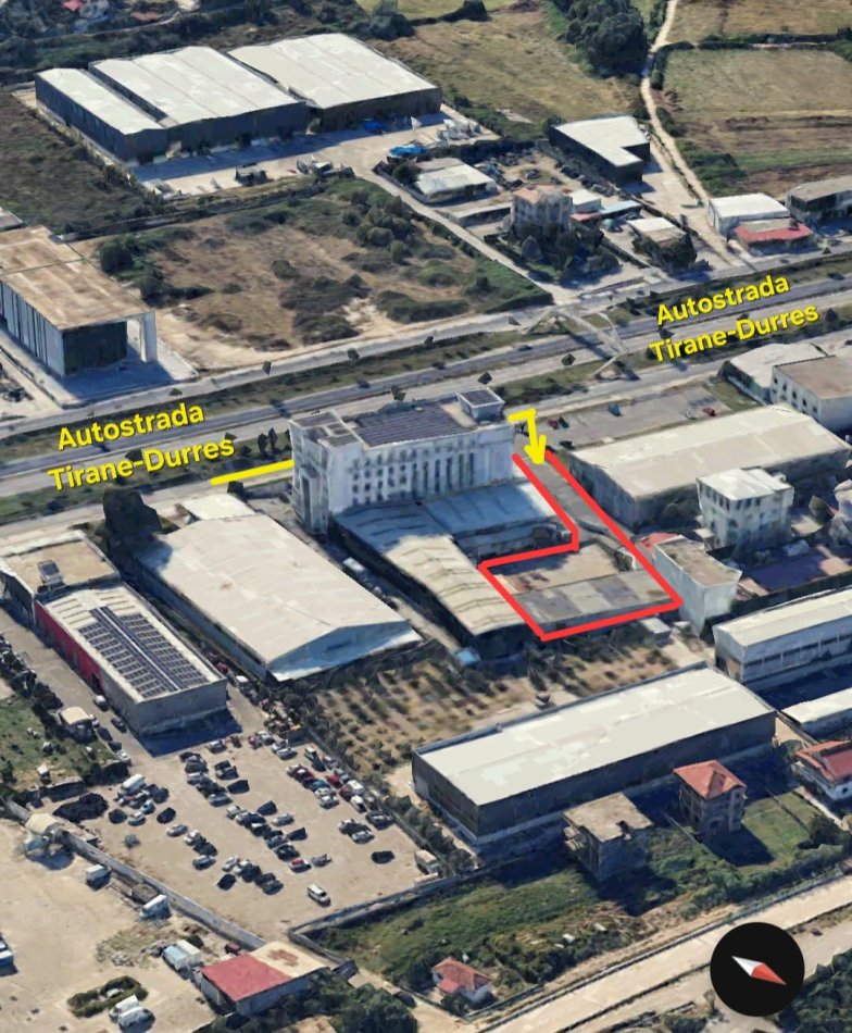 Kapanon 2.222 m² Autostrada km 5 tirane