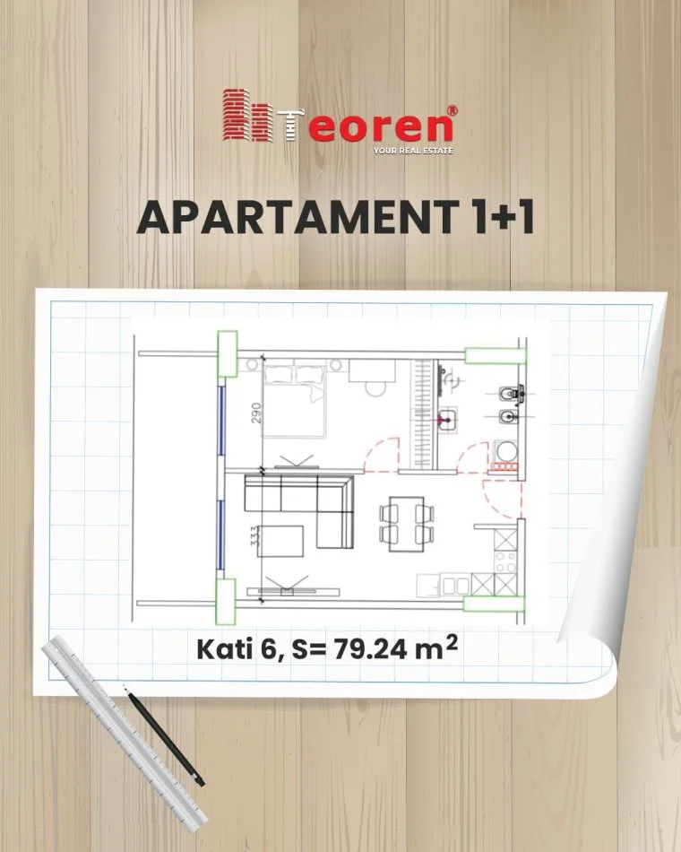 Shengjin, shitet apartament 1+1 Kati 6, 79 m² 79.240 € (PRISHTINA TOWERS)
