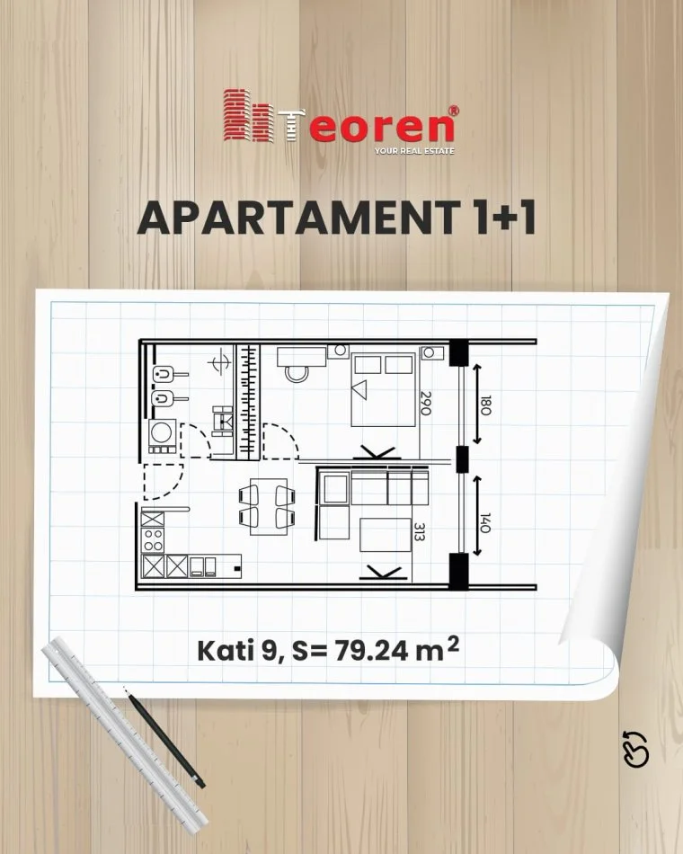 Shengjin, shitet apartament 1+1 Kati 6, 79 m² 79.240 € (PRISHTINA TOWERS)