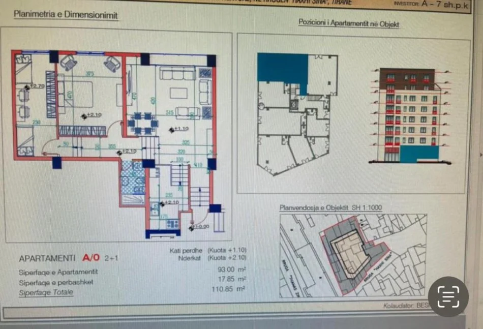 Tirane, shitet apartament Kati 0, 93 m² 145.000 € 