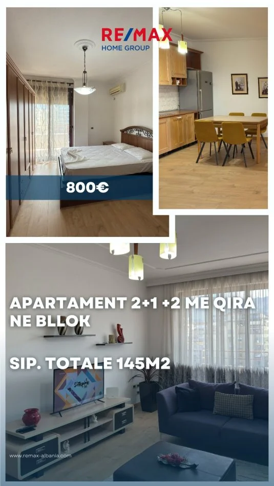 Shqiperi, jepet me qera apartament 1+1+Ballkon Kati 5, 146 m² 851 € (Bllok)