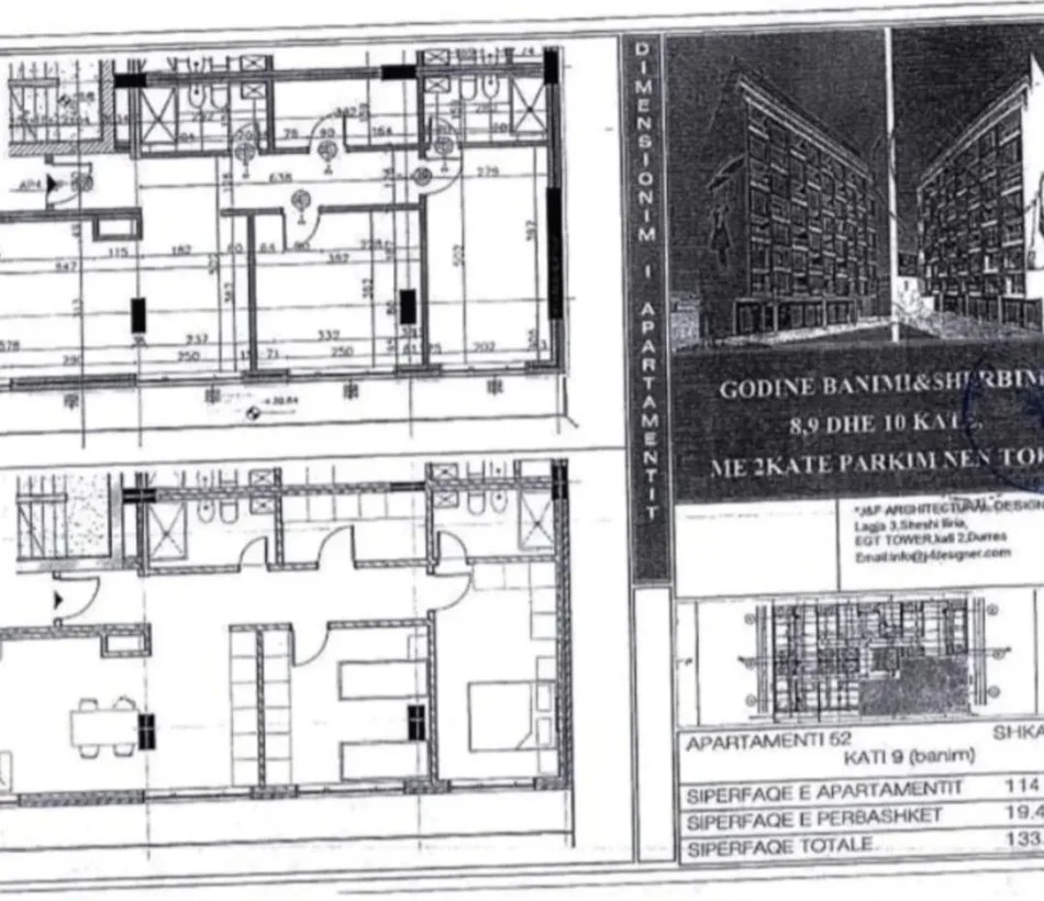 Tirane, shes apartament 3+1 Kati 9, 134 m² 150.000 € (Xhamlliku)