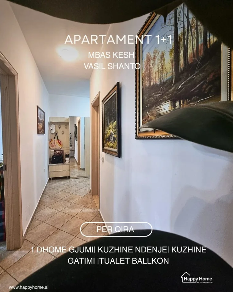 Tirane, jepet me qera apartament 1+1+Ballkon Kati 3, 67 m² 550 € 