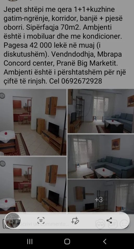 Tirane, jepet me qera shtepi 1+1+Aneks+Ballkon Kati 1, 1 m² 420 € (Jorgo Plaku,Big Market)