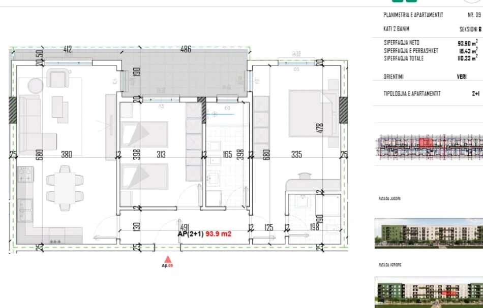Tirane, shitet nga Pronari, pa-komision apartament 2+1+Aneks+Ballkon Kati 2, 111 m² (Paqesori)