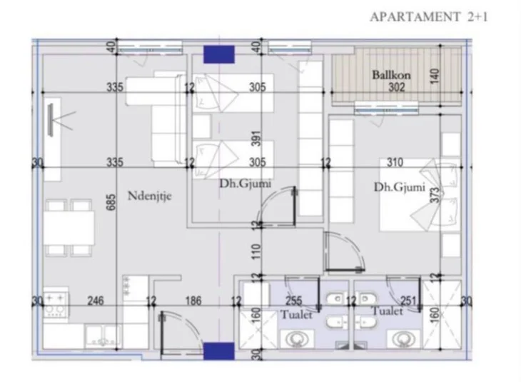 Tirane, shitet apartament 2+1+Ballkon Kati 3, 88 m² 127.000 € (Casa Italia)