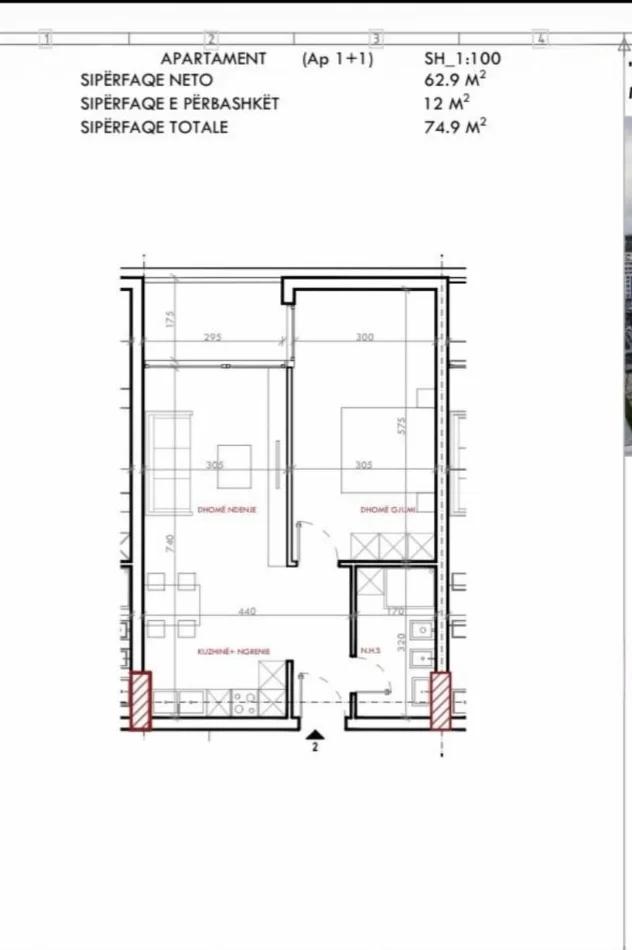 Tirane, shitet apartament 1+1+Ballkon Kati 8, 74 m² 78.650 € (Astir)