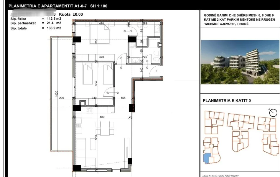 Tirane, shitet apartament 2+1 Kati 0, 133 m² 147.300 € (Paskuqan)