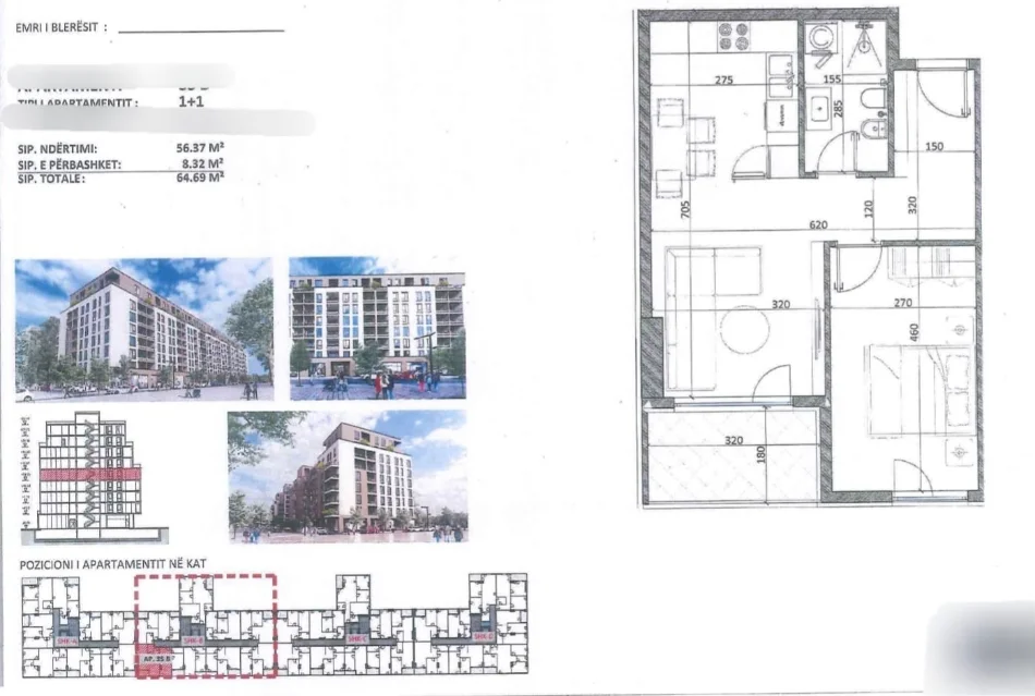TIRANË-KAMEZ: SHITEN APARTAMENTE 1+1+Ballkon KATE TË NDRYSHME, SIPERFAQE NGA 61 M2 -75 M2(KAMEZ)