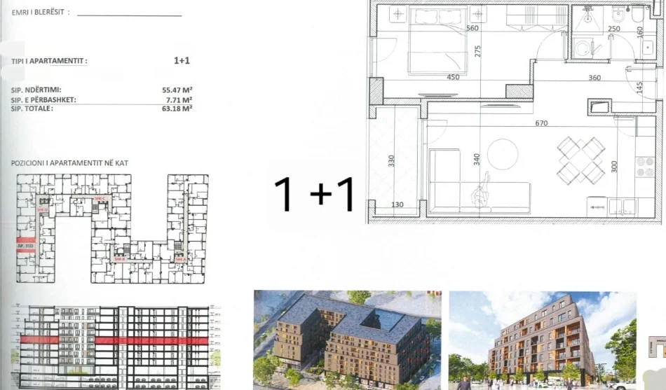 KAMEZ: SHITEN APARTAMENTE 1+1 ME SIPERFAQE NGA 61 M2-75 M2