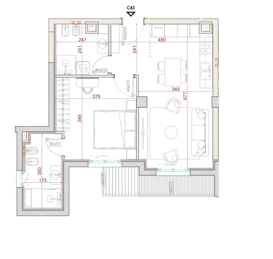 Tirane, shitet apartament 1+1 Kati 4, 79 m² 206.100 € (Bulevardi I Ri)