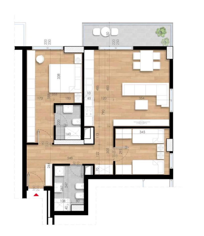 Tirane, shitet apartament 2+1+Ballkon Kati 9, 102 m² 168.500 € (Fusha e Aviacionit)