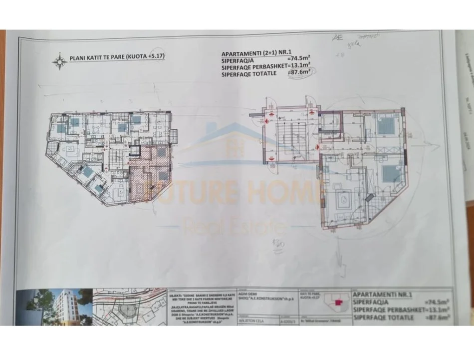 Tirane, shitet apartament Kati 2, 74 m² 215.000 €