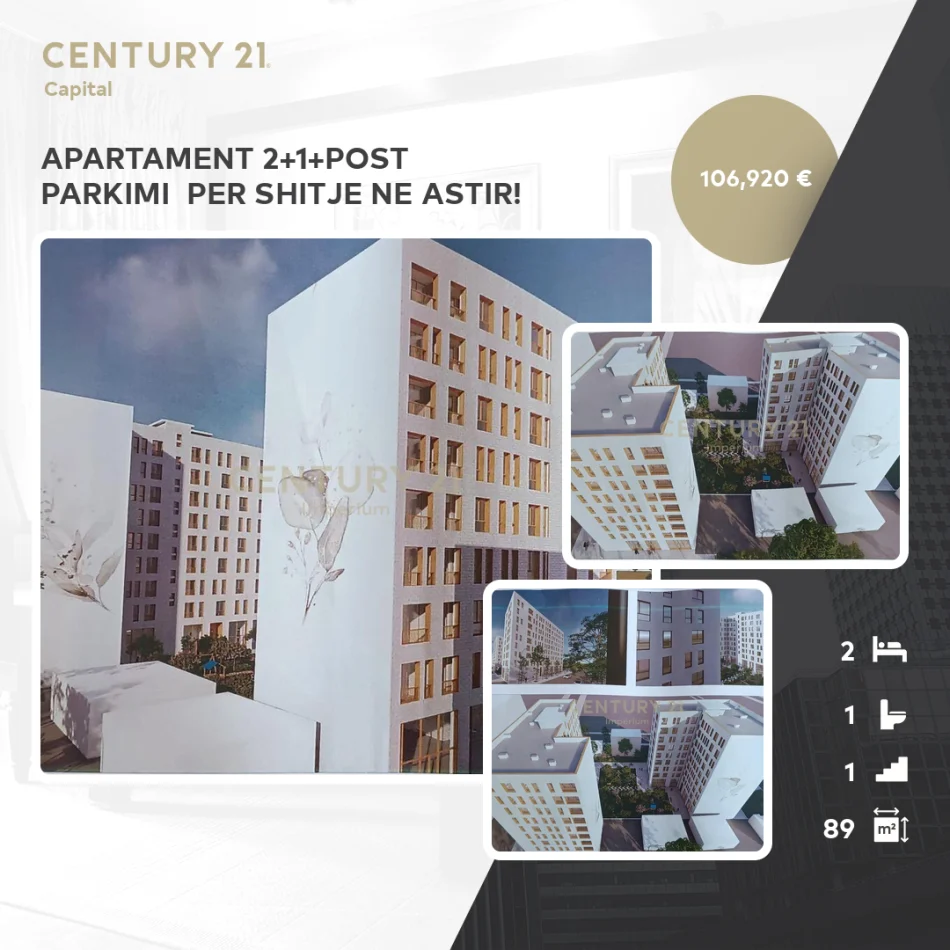 Tirane, shitet apartament 2+1 Kati 1, 89 m² 106.920 € (Astir)