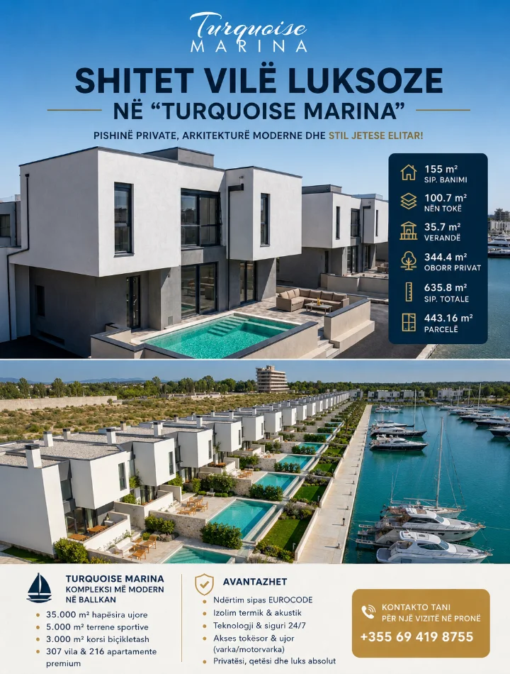Durres, shitet Vile 3+1 , 650.000 € (Turquoise Marina, Hamallaj)