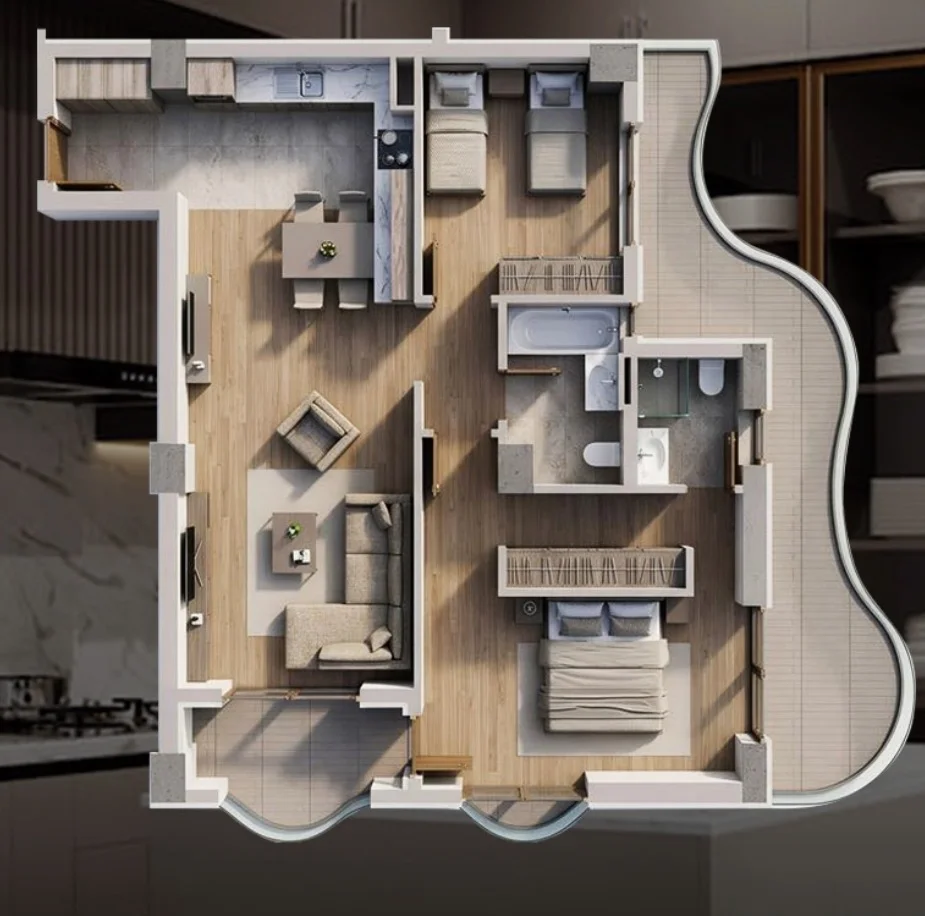 Tirane, shitet apartament 2+1+Ballkon , 128 m² 134.190 € (Aluna Complex 2, Paskuqan)