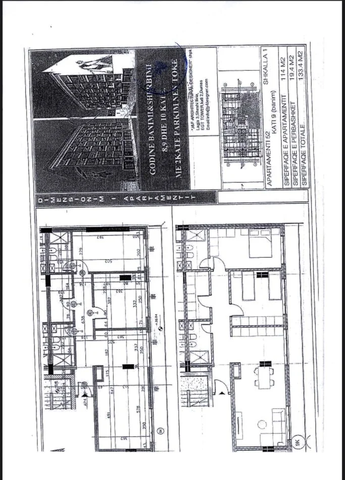 Tirane, shitet apartament 3+1+Aneks+Ballkon Kati 9, 134 m² 140.000 € (telo ndini)