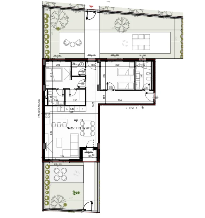 Tirane, shitet apartament 2+1+Ballkon Kati 0, 266 m² 356.640 € (Park Houses Residence)