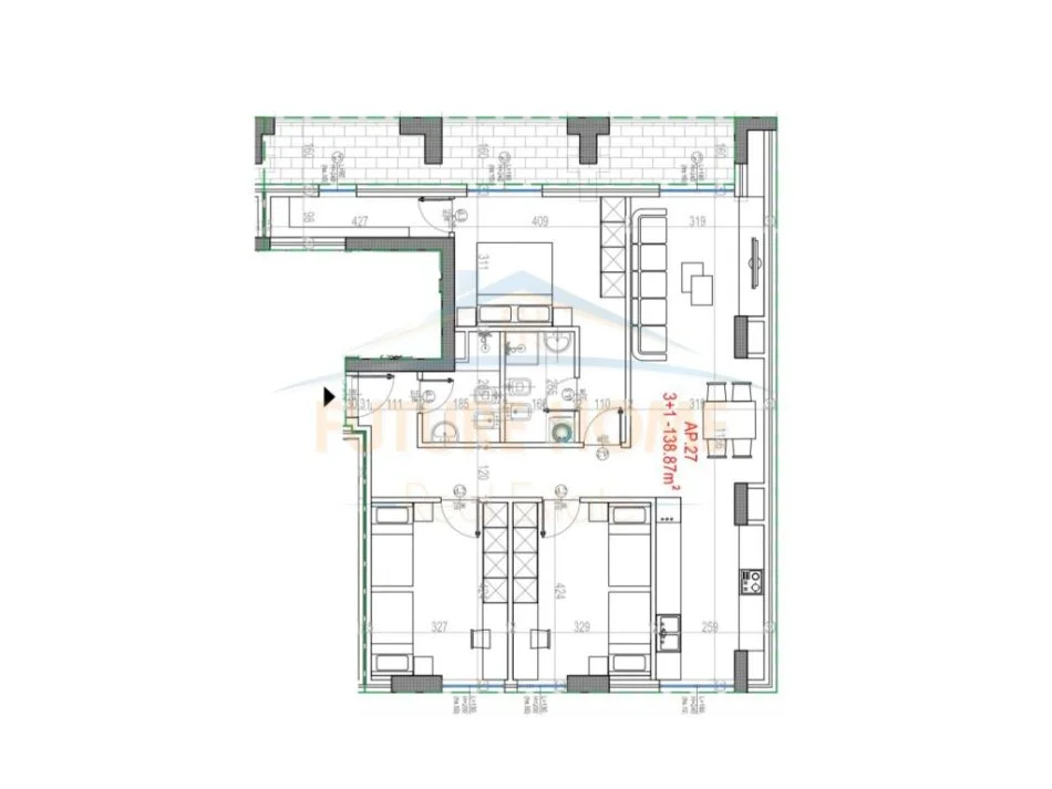 Tirane, shitet apartament 3+1+Ballkon Kati 8, 139 m² 450.000 € (Rruga e Kavajes)