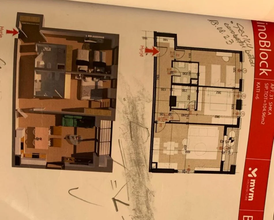 Tirane, shitet apartament 2+1+Ballkon Kati 6, 105 m² 146.000 € (Porcelani rruga kokonozve ( perfundon mbrena vitit ))