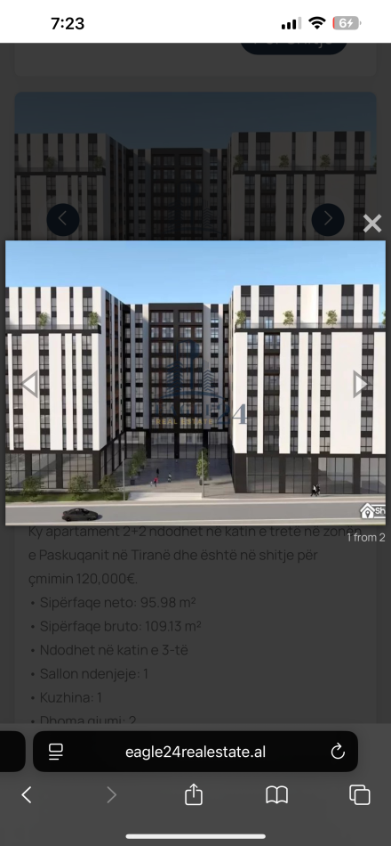 Tirane, shitet apartament 2+1+Ballkon Kati 6, 98 m² (Fundi i bulevradit)