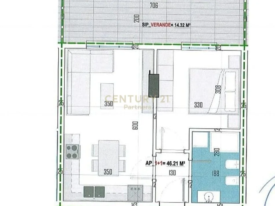 Tirane, shes apartament 1+1 Kati 5, 68 m² 70.000 € (Paskuqan)