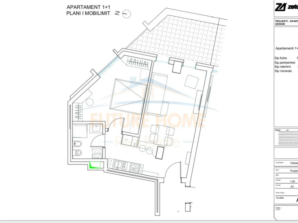 Tirane, shitet apartament 1+1+Ballkon Kati 2, 71 m² 128.400 € (Rruga Ali visha)