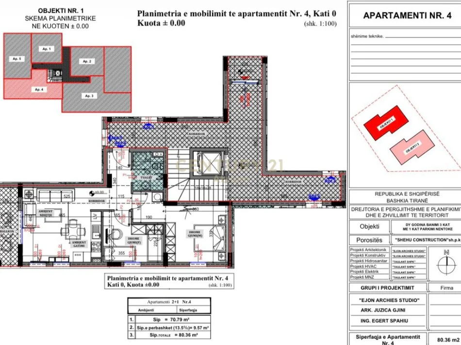 Tirane, shes apartament 2+1+Aneks+Ballkon Kati 1, 80 m² 160.720 € 