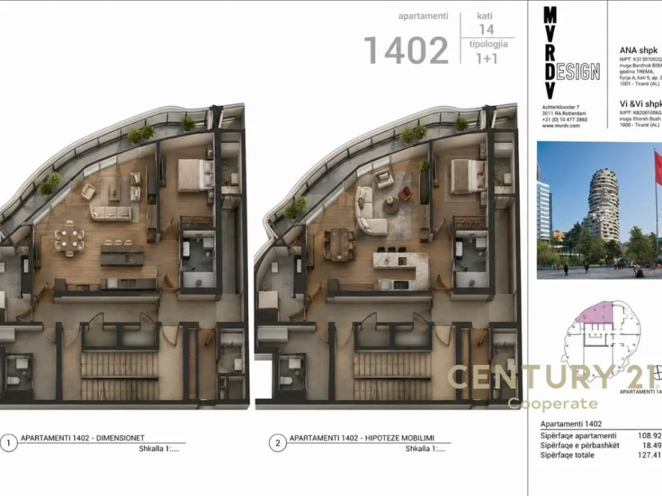 Tirane, shes apartament 1+1+Aneks+Ballkon Kati 4, 127 m² (TIRANA ROCK)
