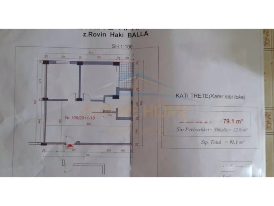 Tirane, shitet apartament 2+1+Ballkon Kati 3, 91 m² 120.000 € (Fresk)