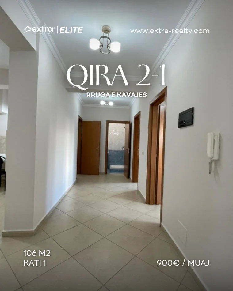 Tirane, jepet me qera apartament 2+1+Ballkon Kati 1, 106 m² 900 € (Rruga e Kavajes)