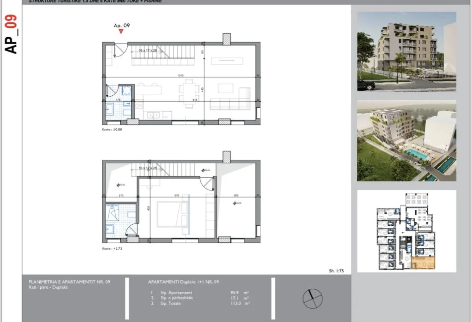 Durres, shitet apartament duplex 1+1 Kati 1, 